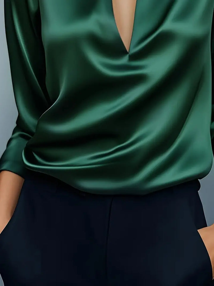 Jenel – Satin Women’s V-Neck Blouse