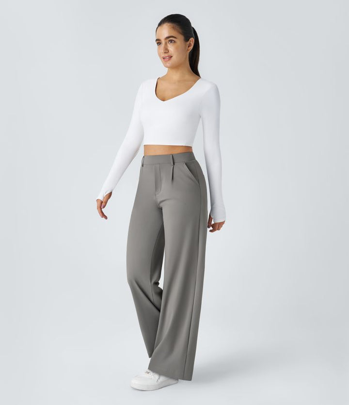 Ellie – High-Waist Women’s Tailored Trousers with Zip Pockets