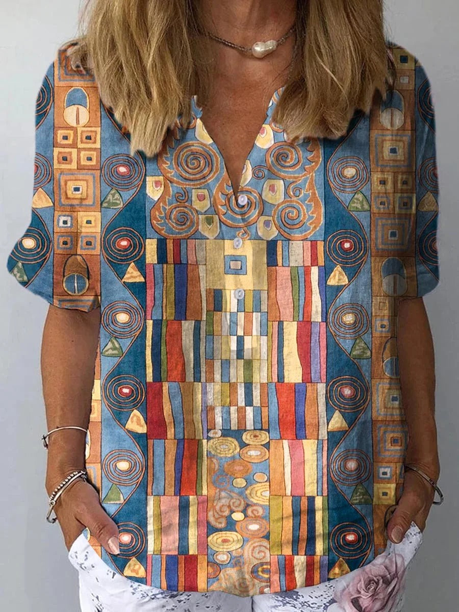 Ghie – Artistic Cotton-Linen Women’s Blouse