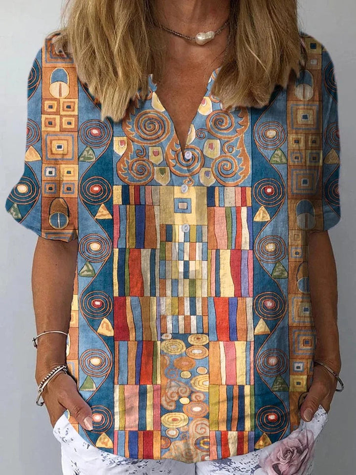 Ghie – Artistic Cotton-Linen Women’s Blouse