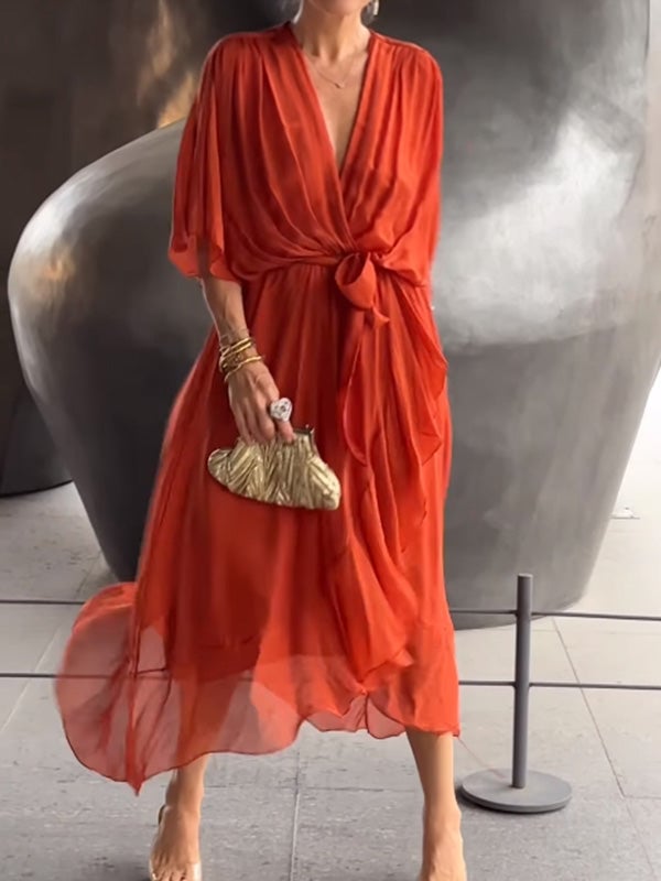 Gianna – Flowy V-Neck Women’s Chiffon Dress