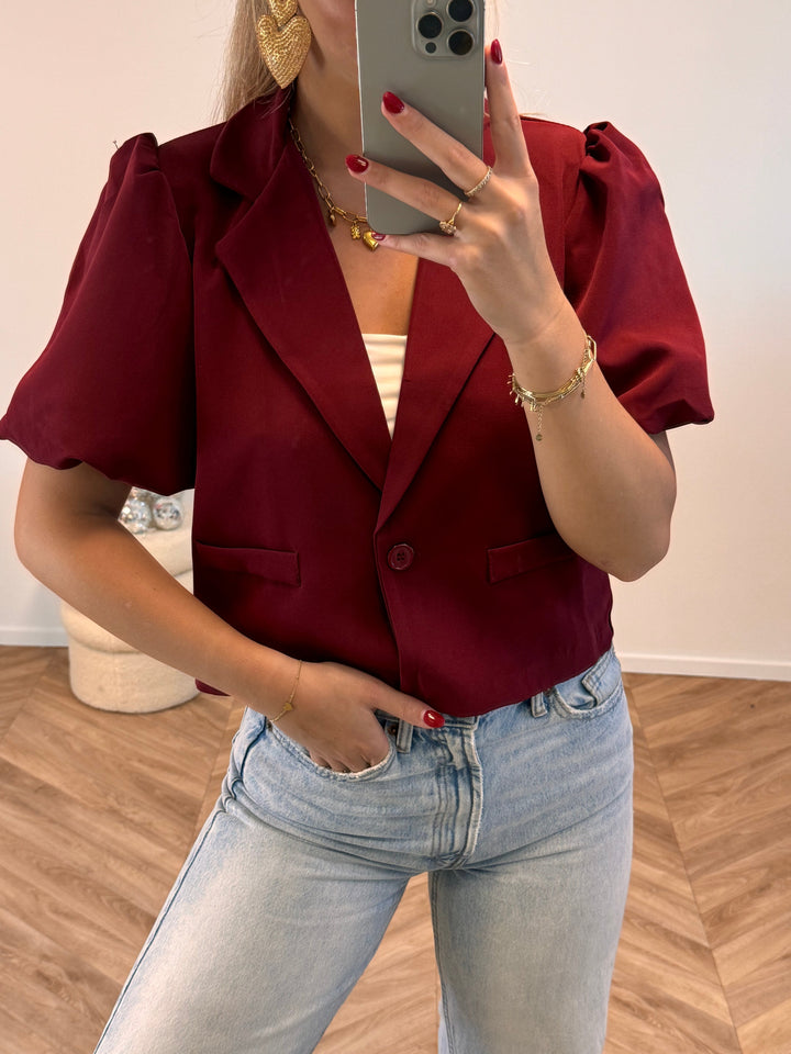 Kiara – Floor-Length Women’s Puff Blazer in Bordeaux