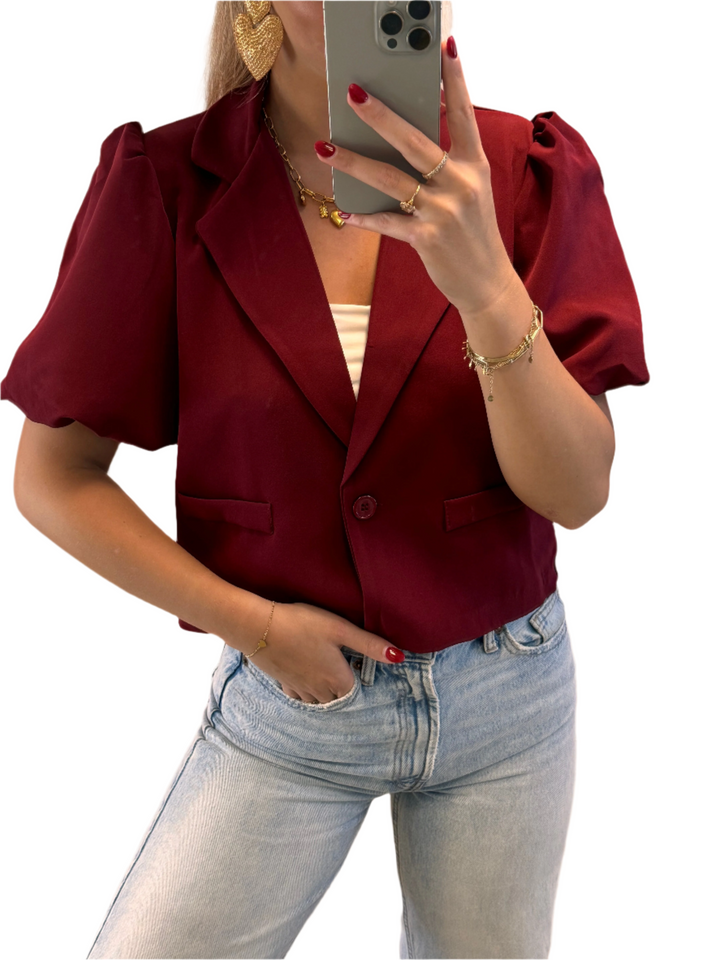 Kiara – Floor-Length Women’s Puff Blazer in Bordeaux