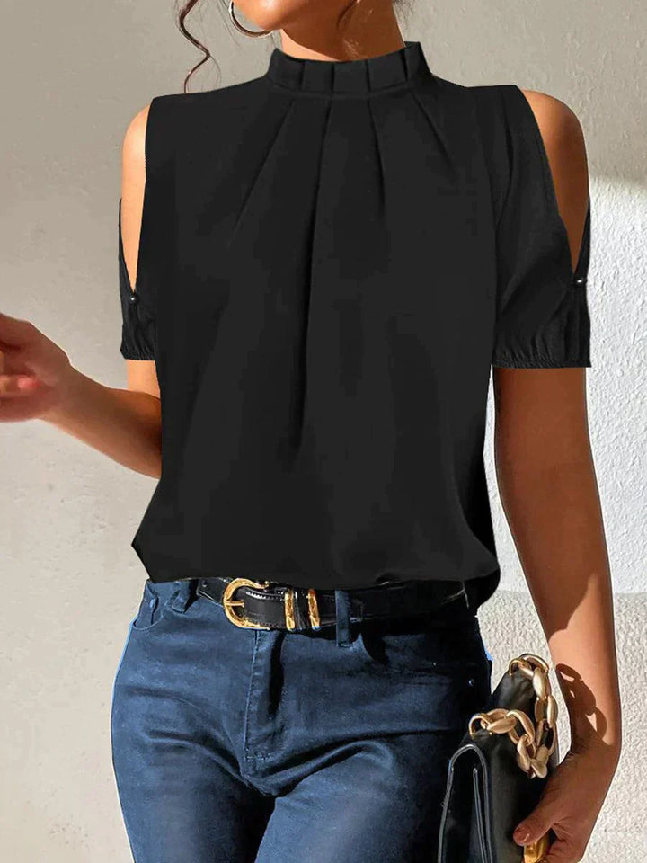 Valentina – Chic Women’s Off-Shoulder High Neck Top