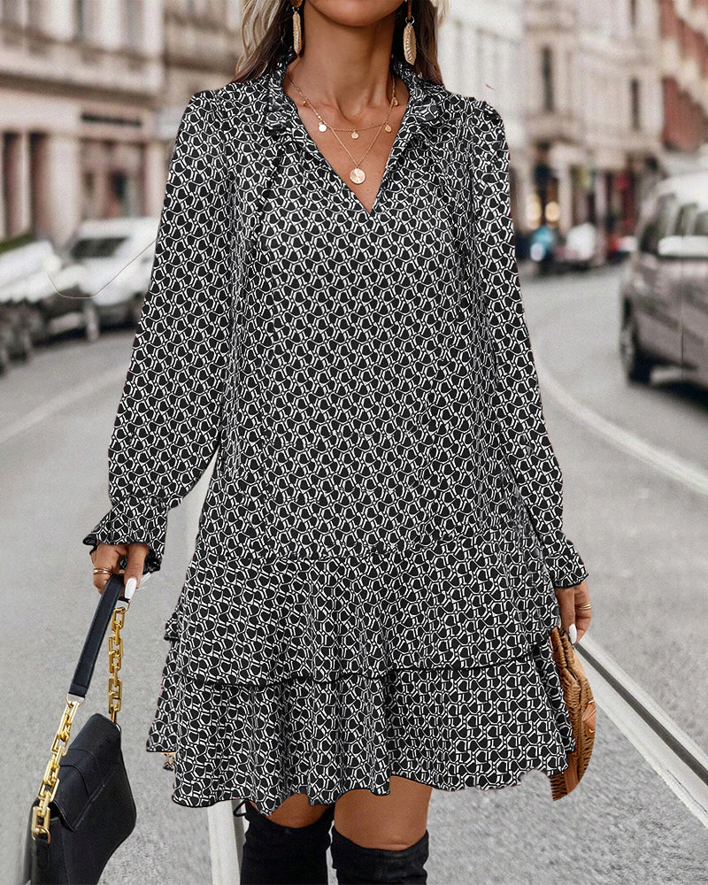 Lina – Geometric Pattern Dress for Women