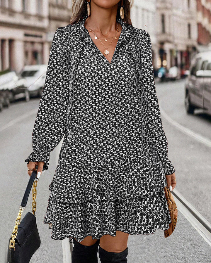 Lina – Geometric Pattern Dress for Women