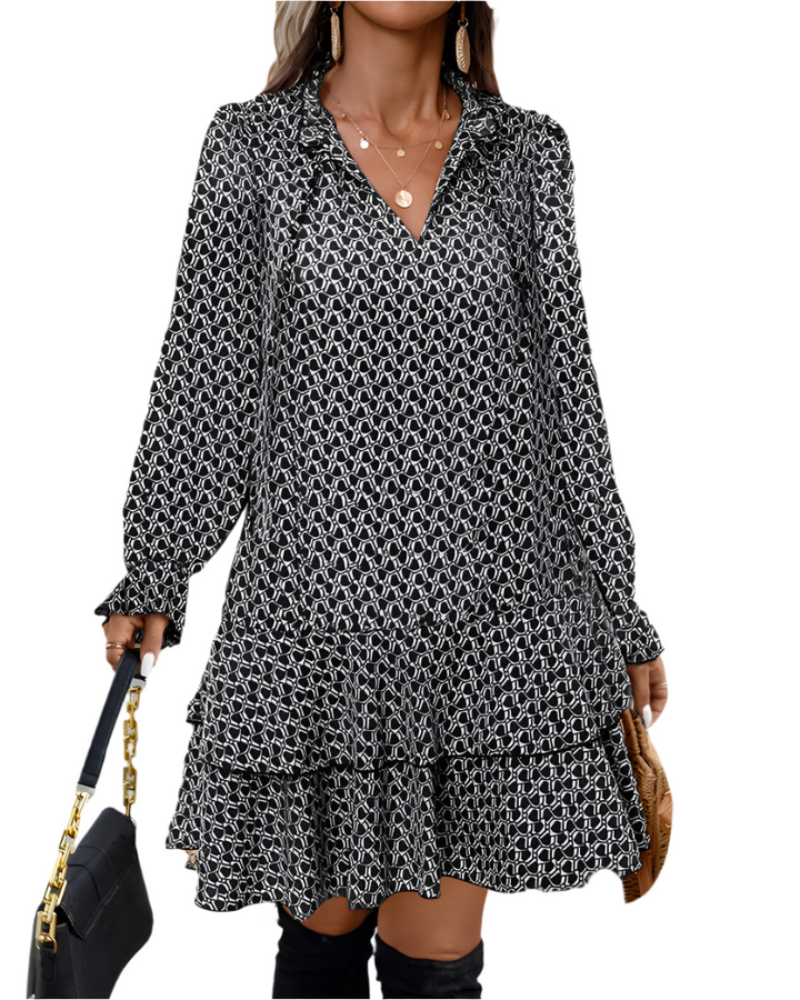 Lina – Geometric Pattern Dress for Women