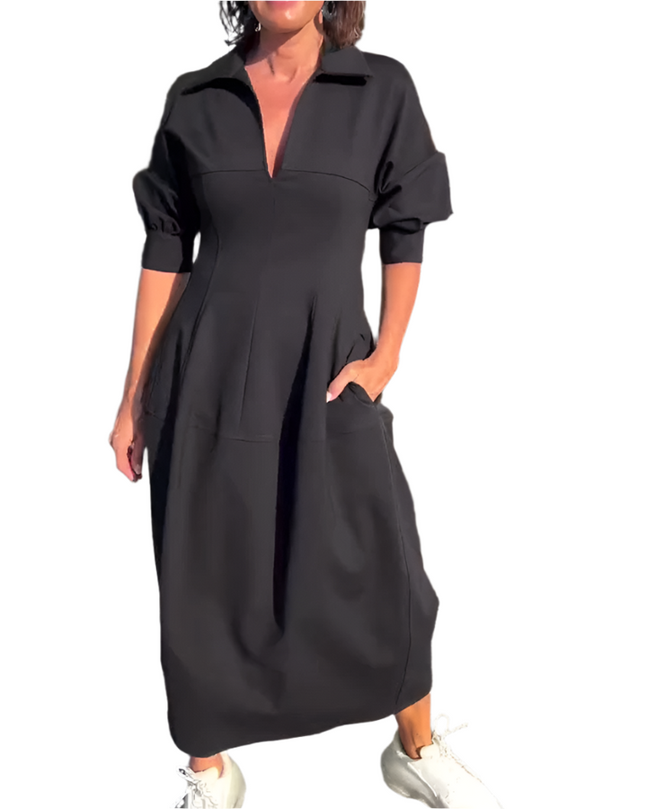 Mia – Casual Solid Color Lapel Dress for Women