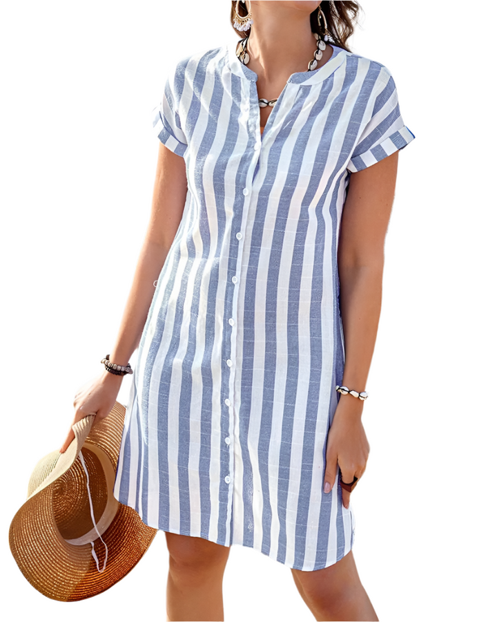 Cécille – Striped Cotton-Linen Women’s Shirt Dress