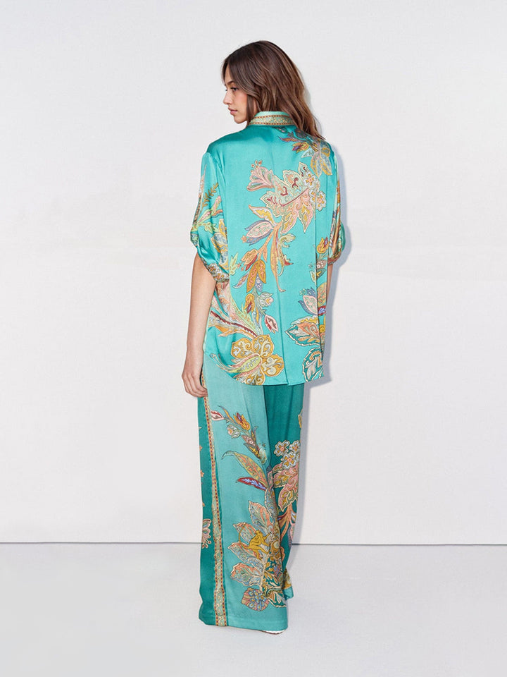 Geneviève – Emerald-Tone Oversized Women’s Button-Up Shirt