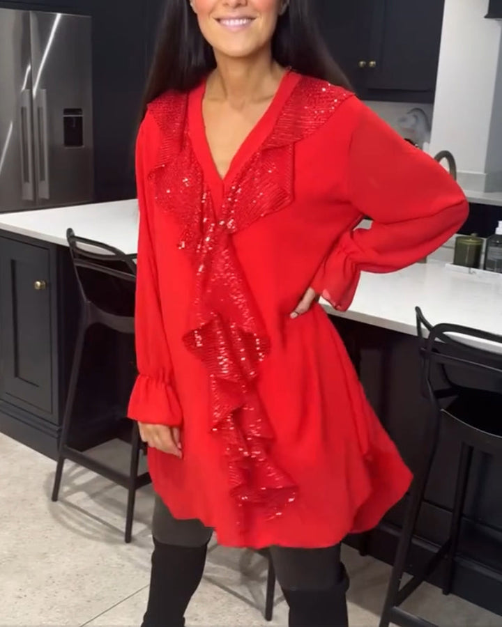 Bella – Sequin-Detail Women’s V-Neck Blouse