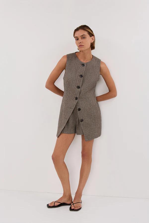 Brittany – Tailored Women’s Choc Tunic Vest Set