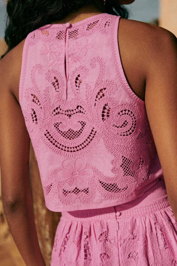 Clara – Embroidered Lace Two-Piece Set for Women
