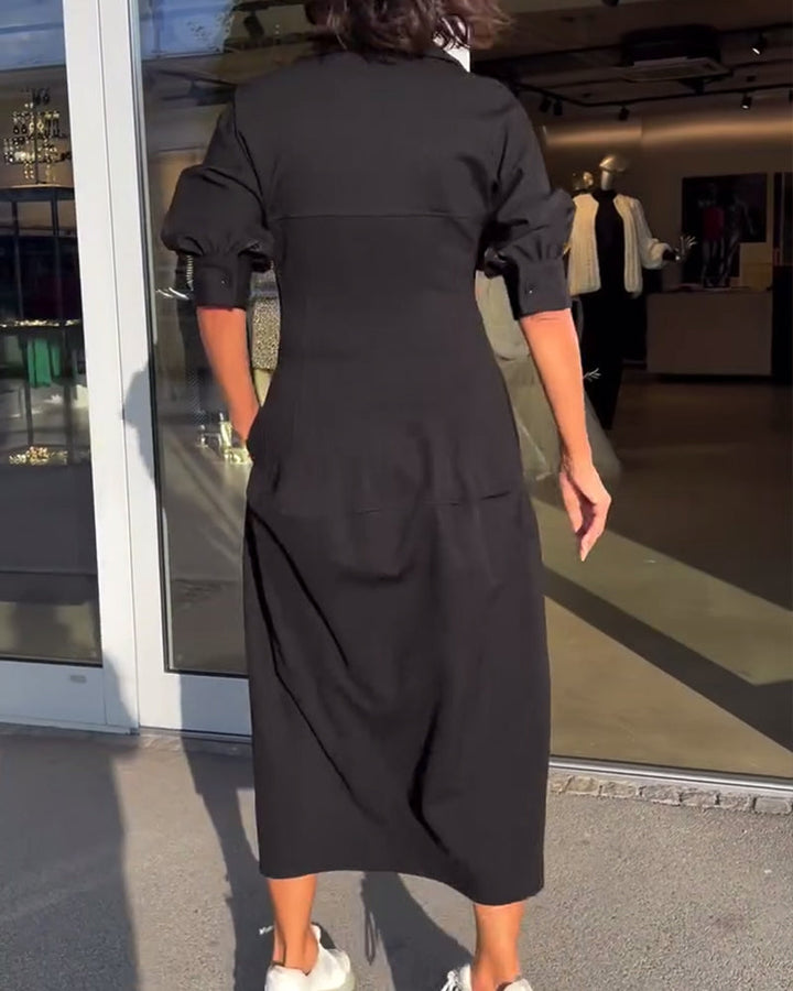 Mia – Casual Solid Color Lapel Dress for Women