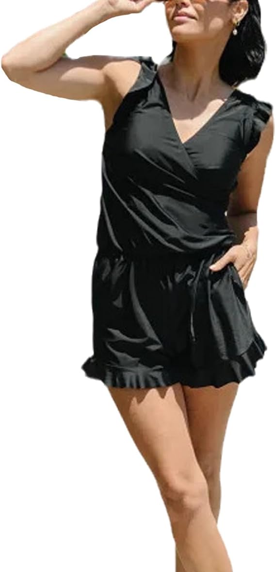 Avery – Women’s Plus Size Swim Romper with Built-In Bra