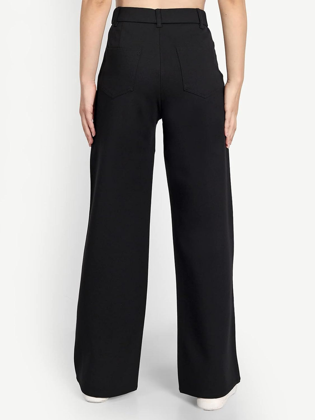 Stella – Black Wide-Leg High-Rise Stretchable Trousers for Women