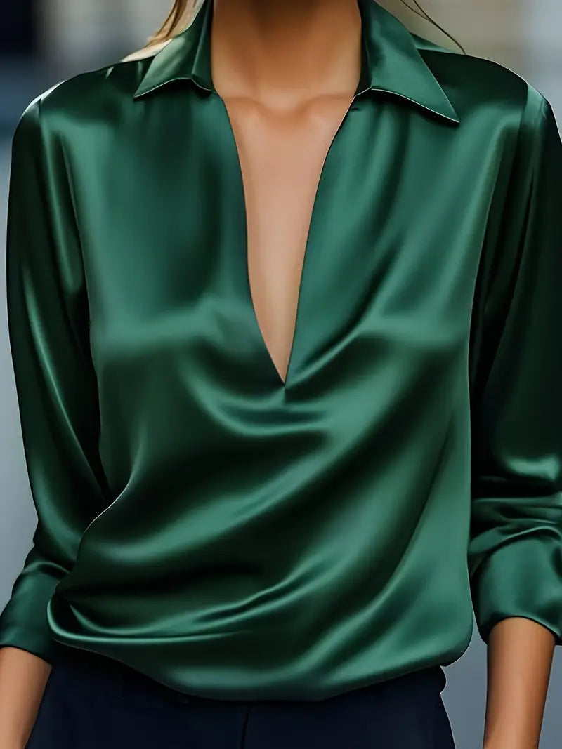 Jenel – Satin Women’s V-Neck Blouse