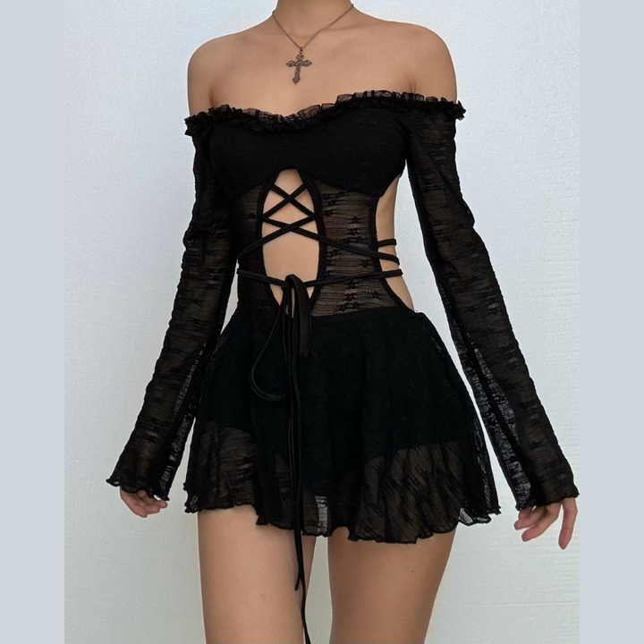 Joanna – Women’s Off Shoulder Cut-Out Mini Dress