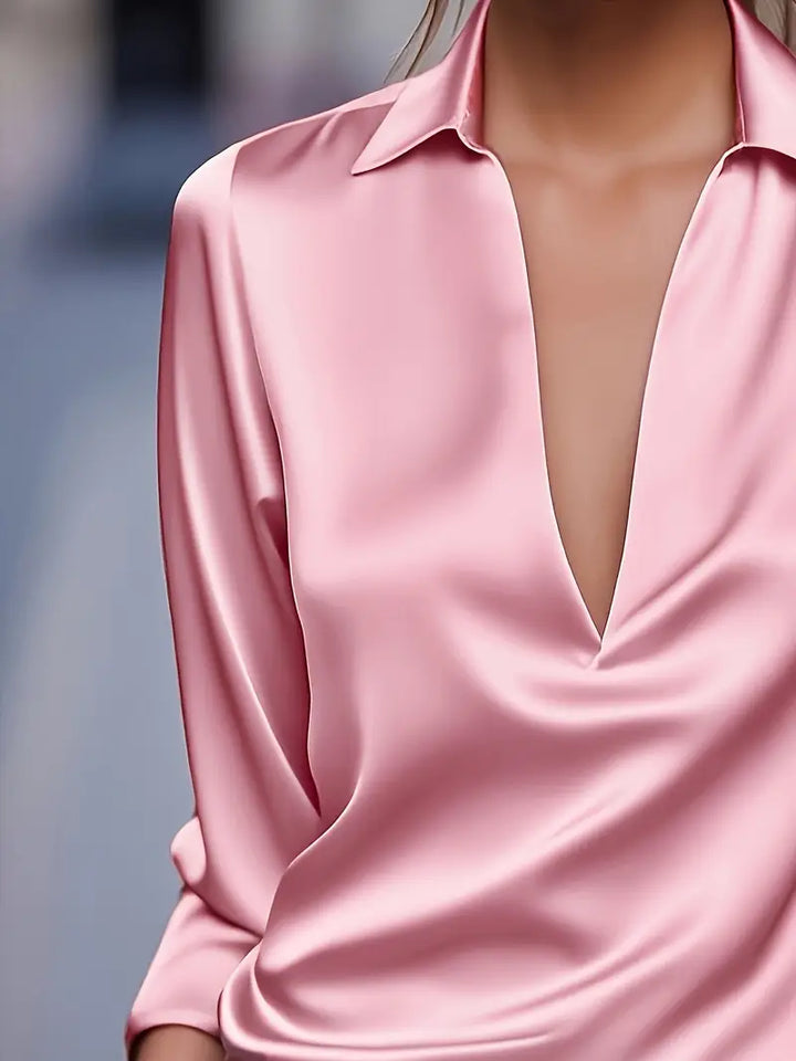 Jenel – Satin Women’s V-Neck Blouse