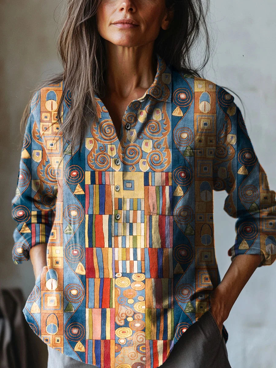 Ghie – Artistic Cotton-Linen Women’s Blouse