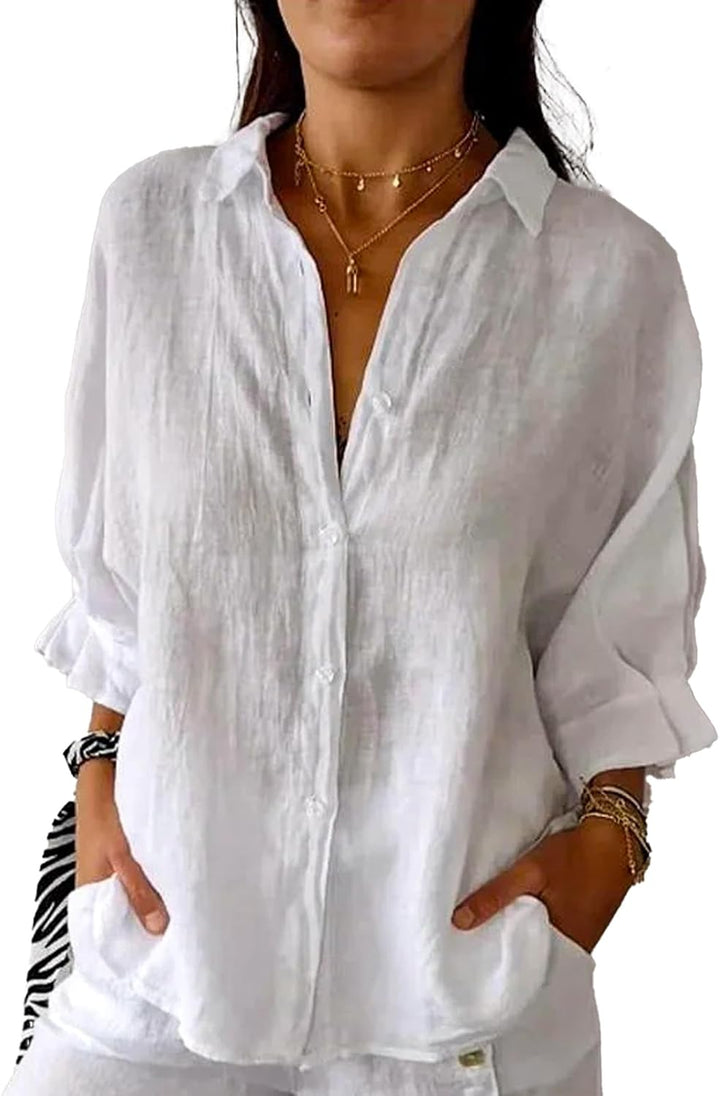 Elise – Women’s Linen Button-Down Shirt