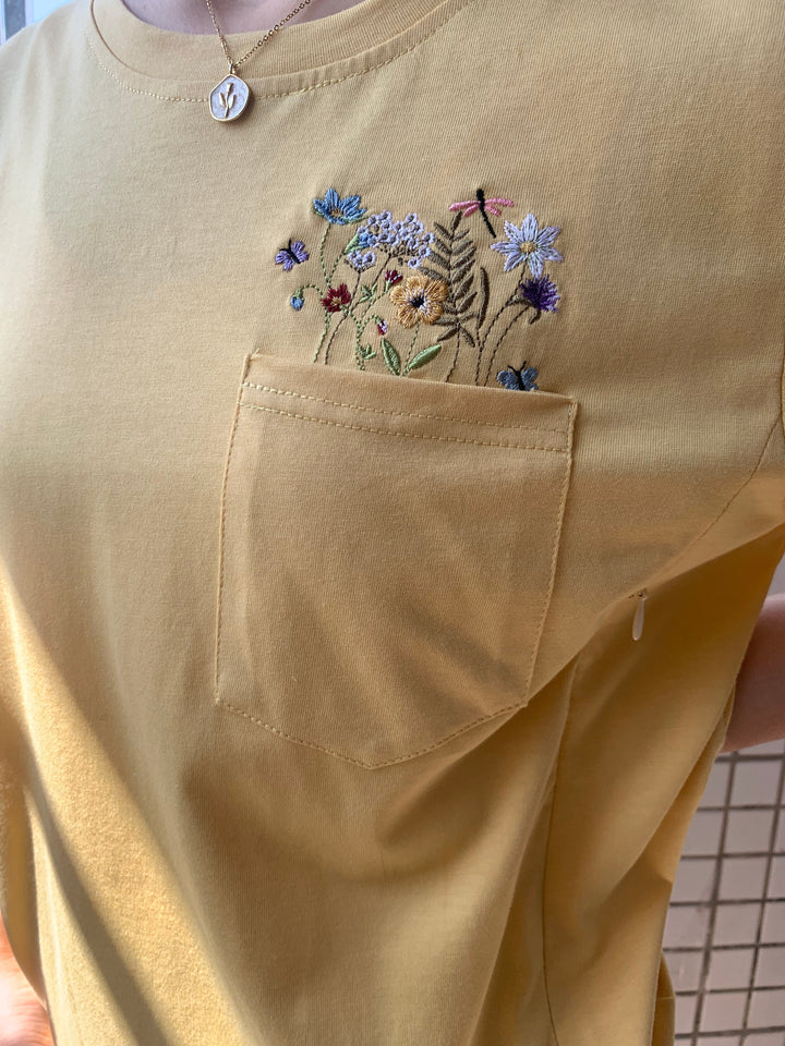 Sofia – Yellow Floral Nursing Tee for Women