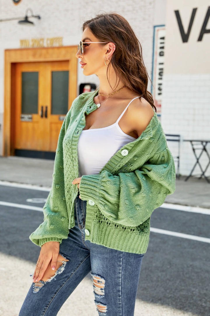 Alessia – Sheer Puff-Sleeve Women’s Knit Sweater