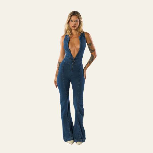 Hailey – Curve-Hugging Denim Jumpsuit for Women