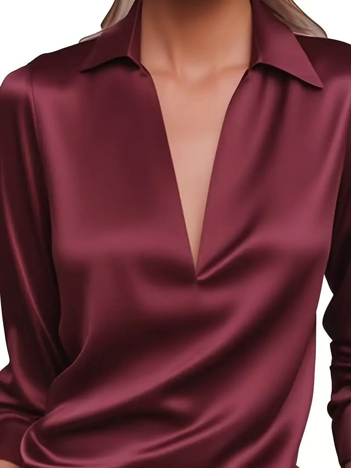 Jenel – Satin Women’s V-Neck Blouse