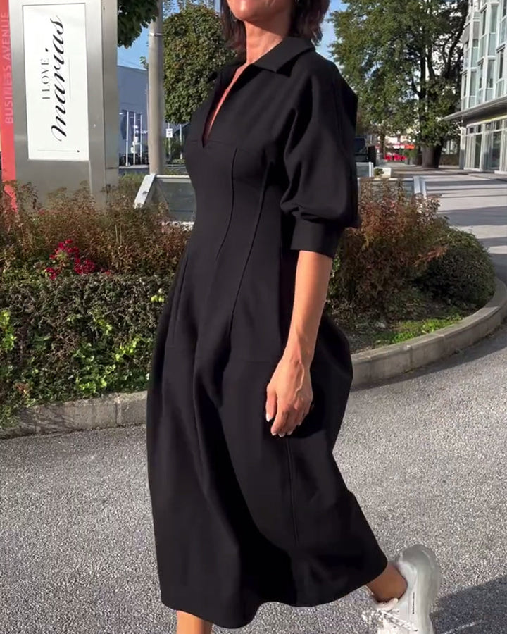 Mia – Casual Solid Color Lapel Dress for Women
