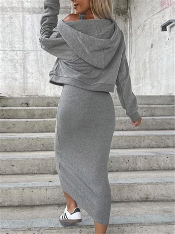 Lucienne – Women’s Layered Hoodie & Dress Casual Set