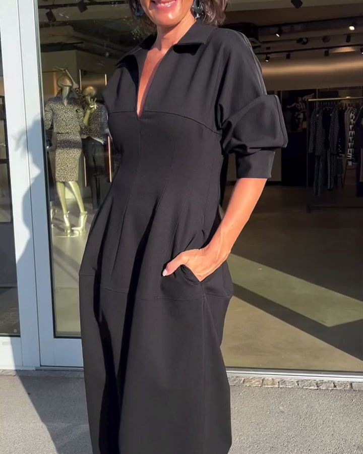 Mia – Casual Solid Color Lapel Dress for Women