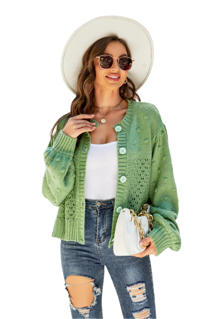 Alessia – Sheer Puff-Sleeve Women’s Knit Sweater