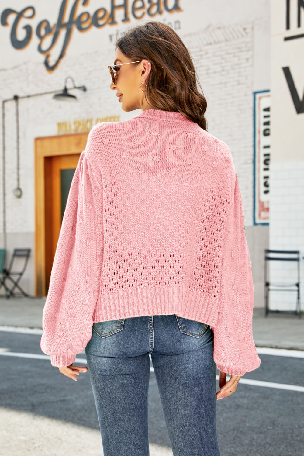 Alessia – Sheer Puff-Sleeve Women’s Knit Sweater