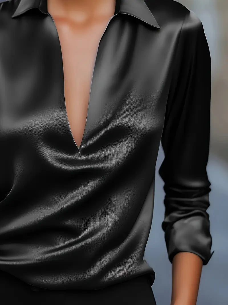Jenel – Satin Women’s V-Neck Blouse