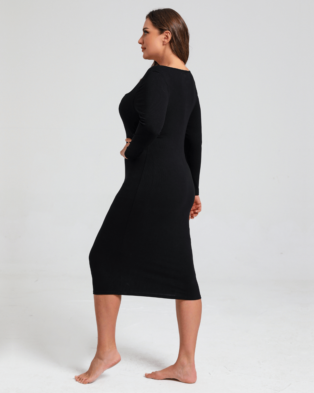 Sarah – Women's Sculpting Long-Sleeve Midi Shapewear Dress