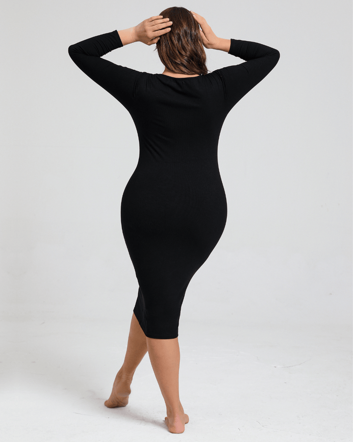 Sarah – Women's Sculpting Long-Sleeve Midi Shapewear Dress