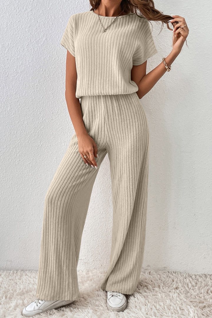 Grace – Dark Grey Women’s Ribbed Keyhole Jumpsuit