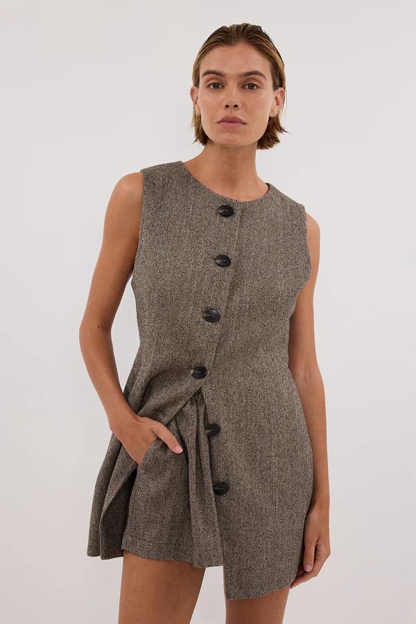 Brittany – Tailored Women’s Choc Tunic Vest Set