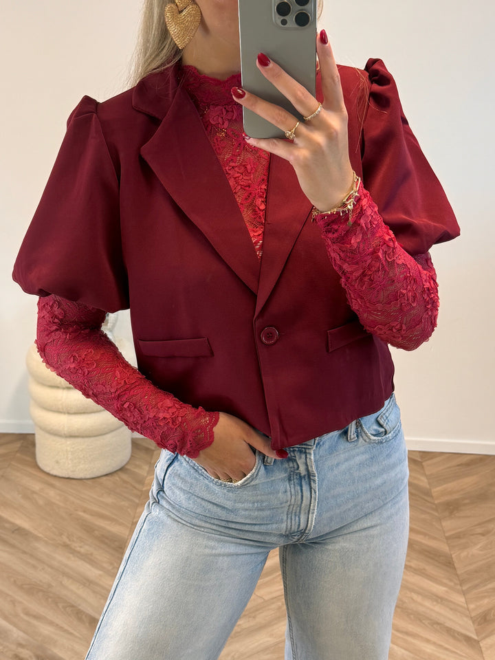 Kiara – Floor-Length Women’s Puff Blazer in Bordeaux