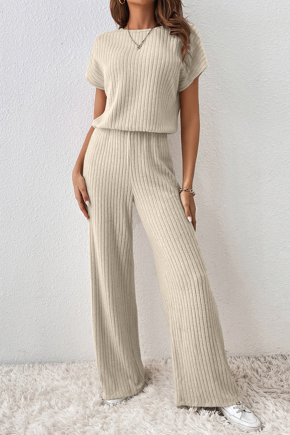 Grace – Dark Grey Women’s Ribbed Keyhole Jumpsuit