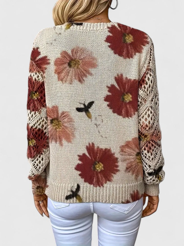 Veya – Floral Pattern Women’s V-Neck Sweater