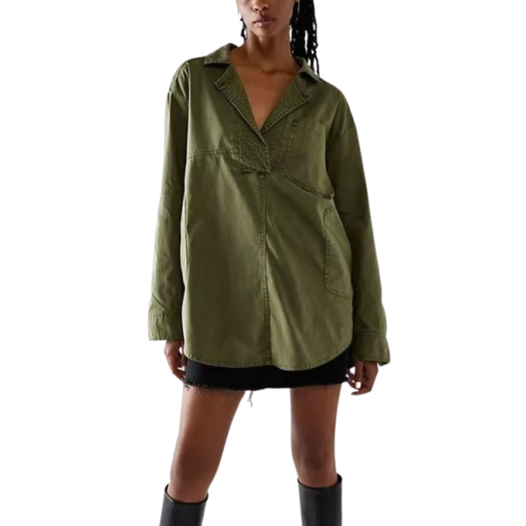 Laurènne – Button-Up Women’s V-Neck Blouse