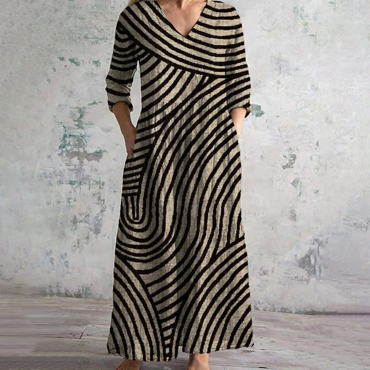 Lucy – Elegant Vintage Stripe Midi Dress