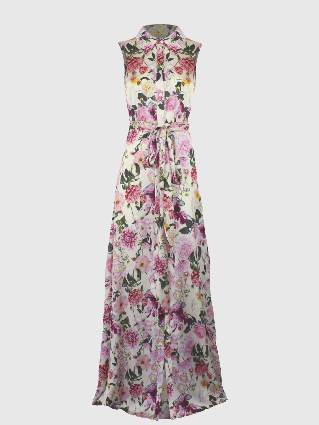 Fiona – Women’s Sleeveless Printed Long Shirt Dress