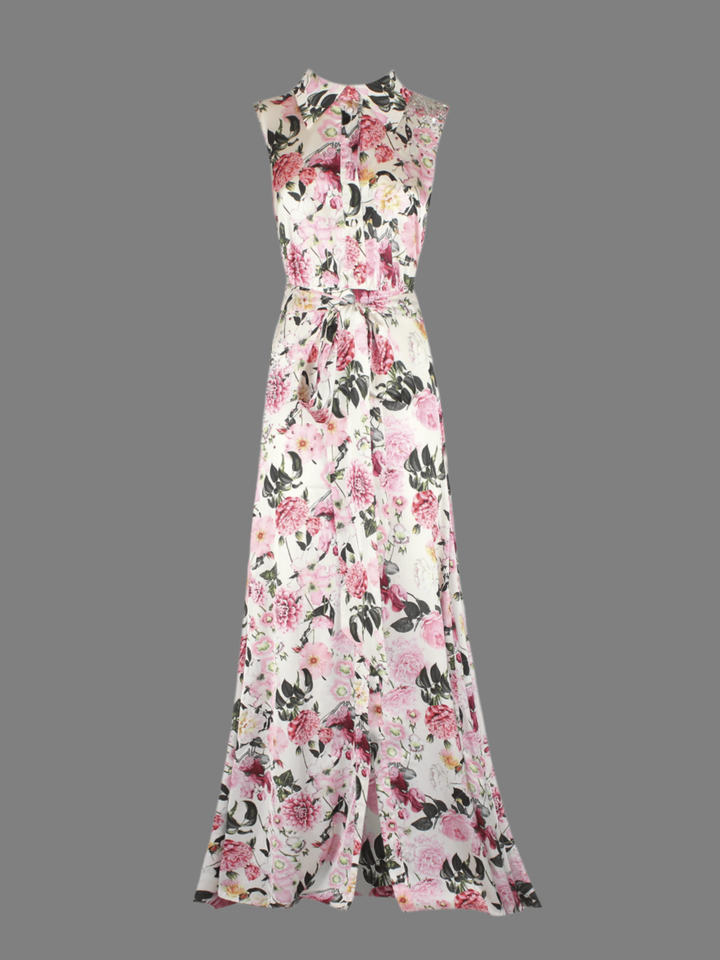 Fiona – Women’s Sleeveless Printed Long Shirt Dress