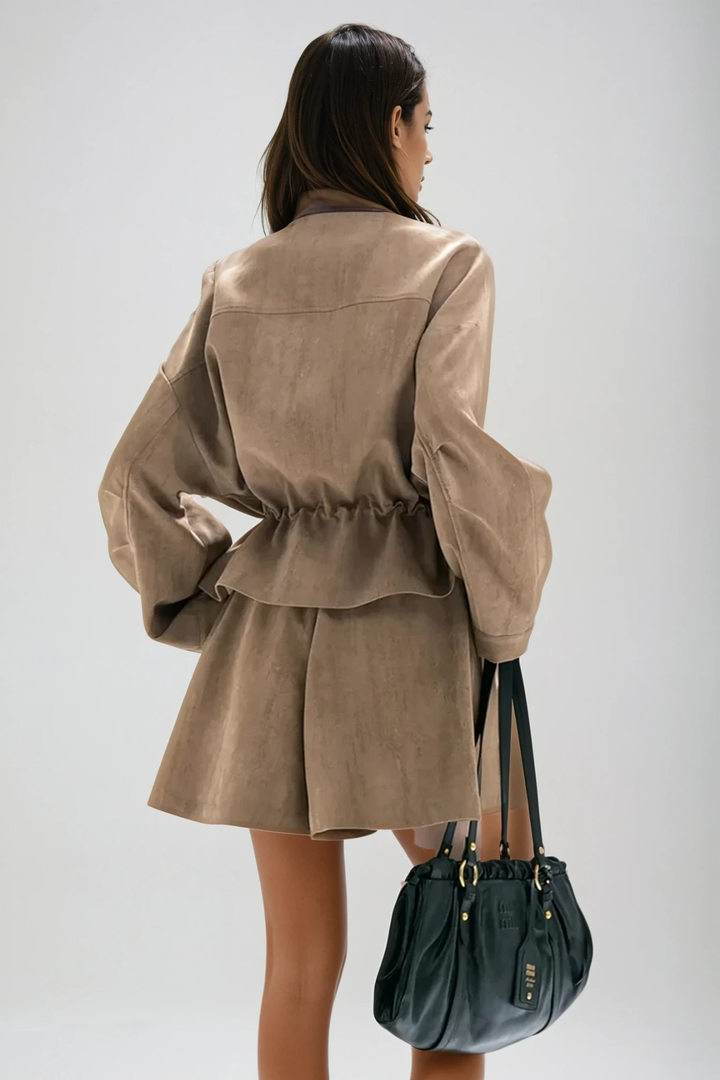Aria – Ruched Drawstring Women’s Ruffle Skirt Set