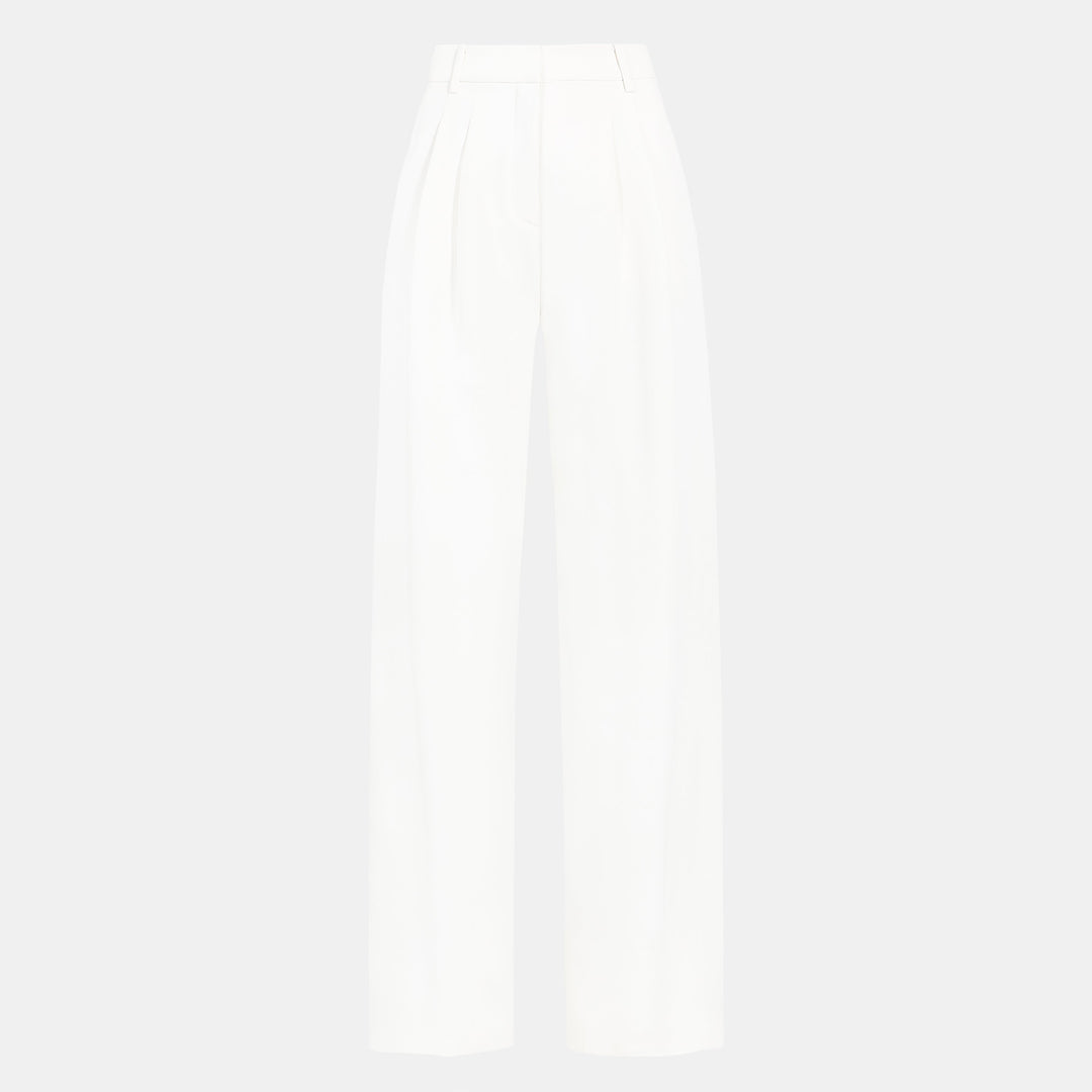 Alessandra – Elegant White Pleated Wide-Leg Trousers for Women