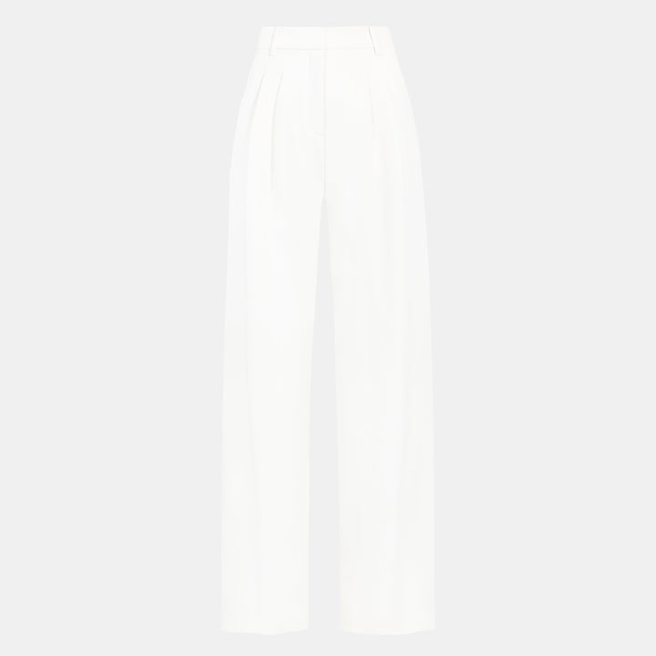 Alessandra – Elegant White Pleated Wide-Leg Trousers for Women