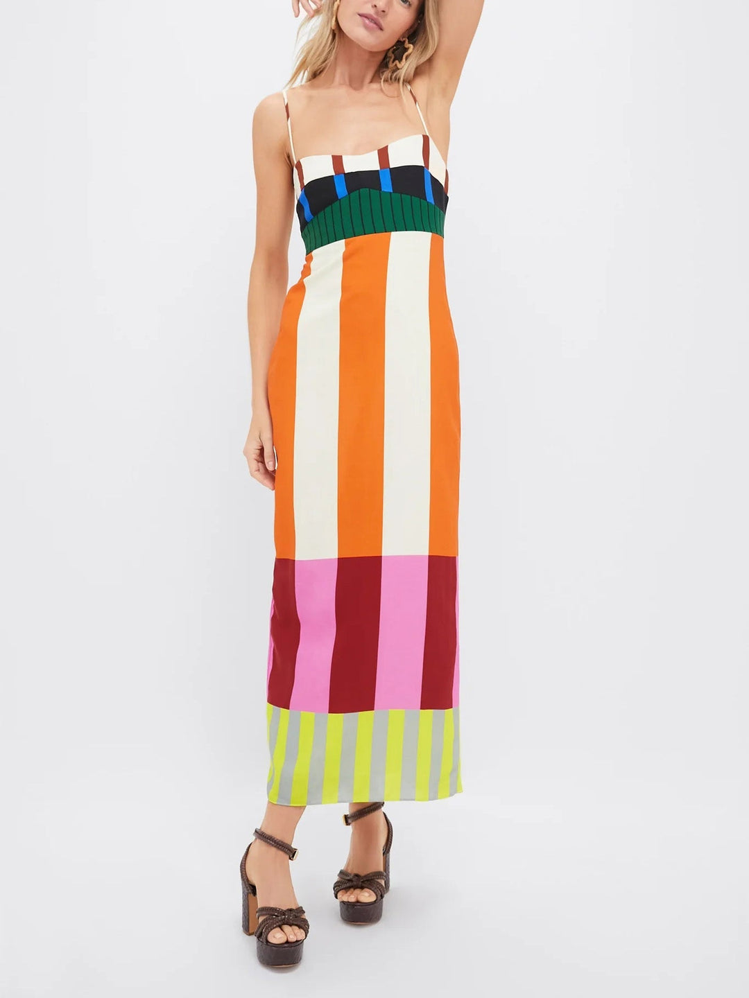 Lexie – Vibrant Striped Women’s Linen Maxi Dress